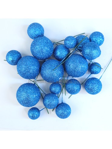 FAUX BALLS GLITTER BLUE(20)